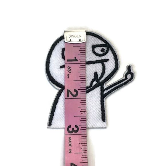 Angry Man F You Meme Cartoon Middle Finger Embroidered Patch - Picture 3 of 4